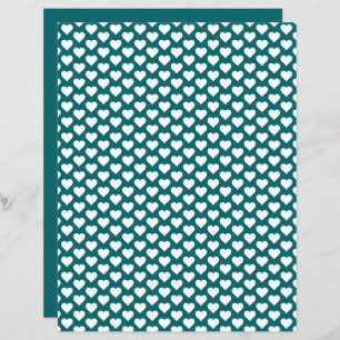 Cute Hearts Pattern Ocean Blue Scrapbook Paper