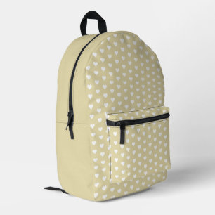 Cute Hearts Pattern Tan Shade Printed Backpack
