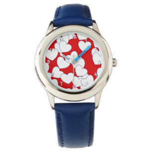 Cute Hearts Red And White Wrist Watch For Children