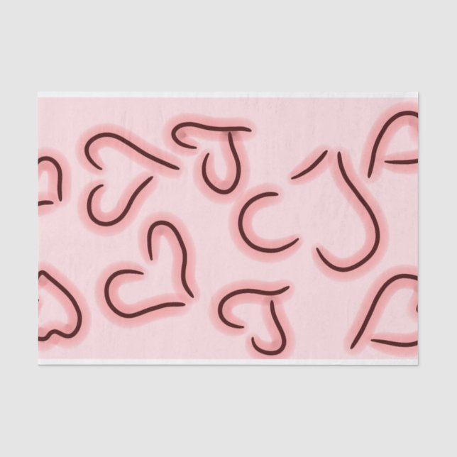 Cute Hearts Red Tissue Paper (Front)