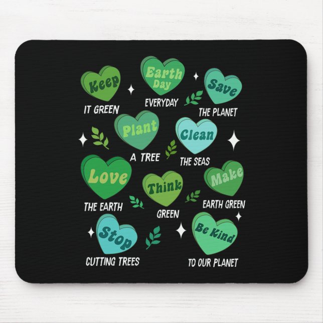 Cute Hearts Retro Earth Day Everyday  Mouse Pad (Front)