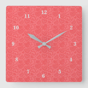 Cute Hearts - Romantic Square Wall Clock