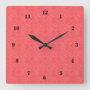 Cute Hearts Square Wall Clock