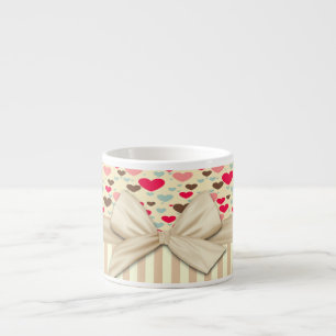Cute Hearts Stripes and Bow Espresso Cup
