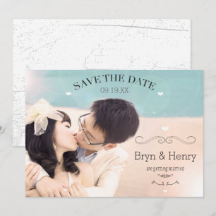 Cute Hearts Wavy Curvy Swirls Photo Save the Date Invitation