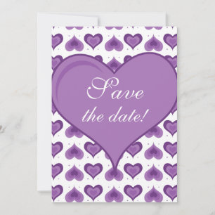 Cute Hearts Wedding Save the Date Card purple