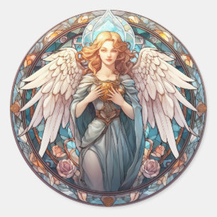 Cute Heavenly Angel religious  Classic Round Sticker