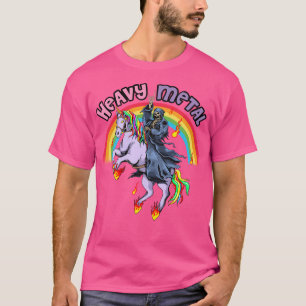 Cute Heavy Metal Rainbow Unicorn Cartoon T-Shirt
