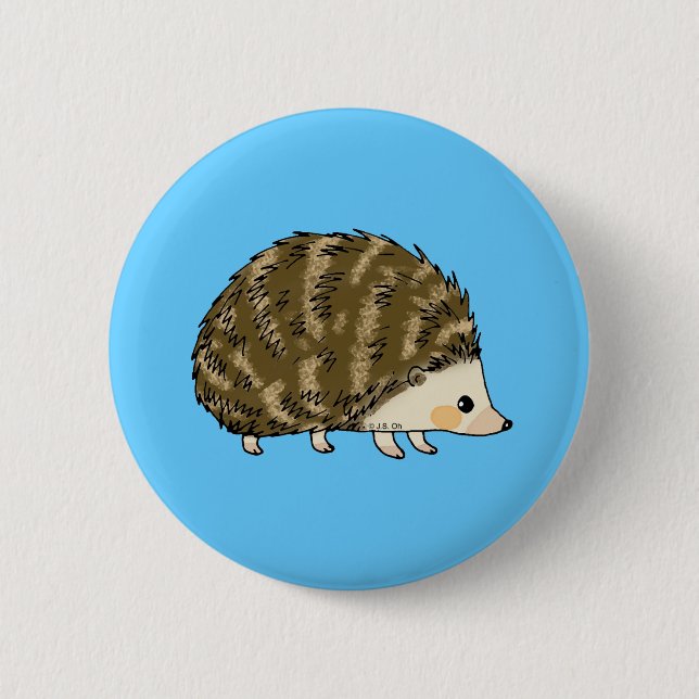 Cute hedgehog 6 cm round badge (Front)