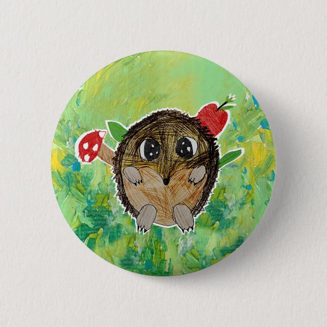 Cute Hedgehog 6 Cm Round Badge (Front)