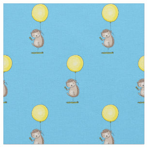 Cute hedgehog and balloon cartoon fabric