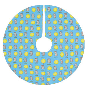 Cute hedgehog and balloon cartoon pattern brushed polyester tree skirt