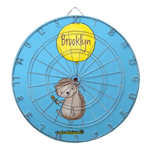 Cute hedgehog and balloon cartoon pattern dartboard (Front)