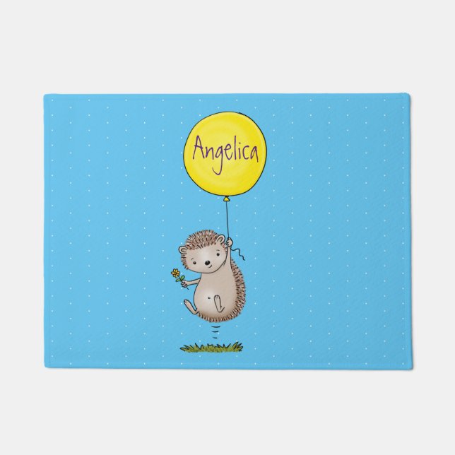 Cute hedgehog and balloon cartoon pattern doormat (Front)
