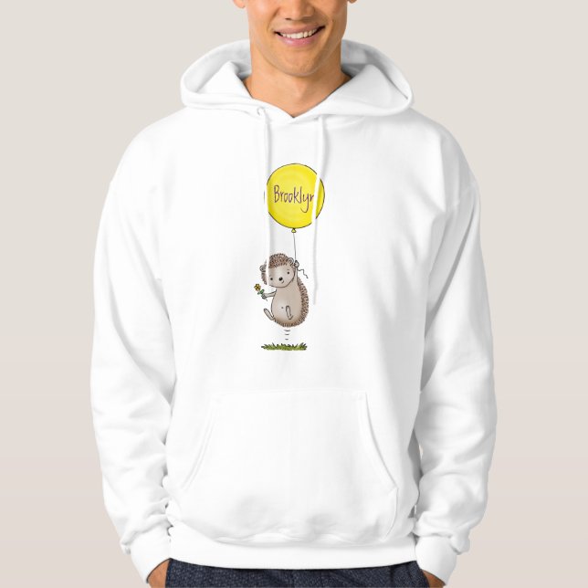 Cute hedgehog and balloon cartoon pattern hoodie (Front)