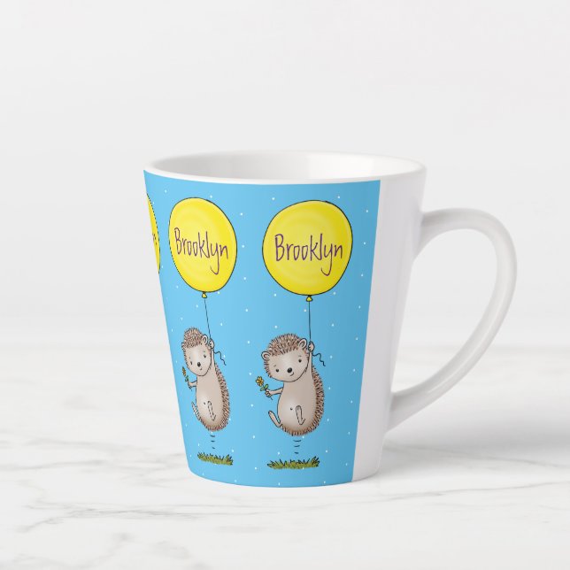Cute hedgehog and balloon cartoon pattern latte mug (Right)