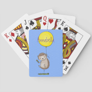 Cute hedgehog and balloon cartoon pattern playing cards