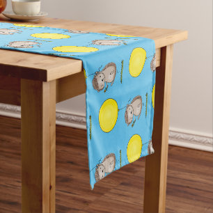 Cute hedgehog and balloon cartoon pattern short table runner