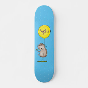 Cute hedgehog and balloon cartoon pattern skateboard