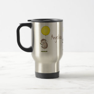 Cute hedgehog and balloon cartoon pattern travel mug
