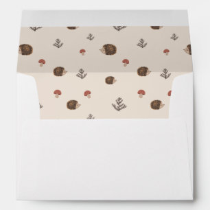 Cute Hedgehog and Mushrooms Forest Pattern Envelope