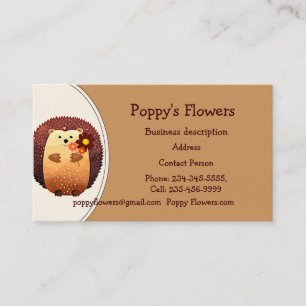 Cute Hedgehog Animal Flower Florist Plants Business Card