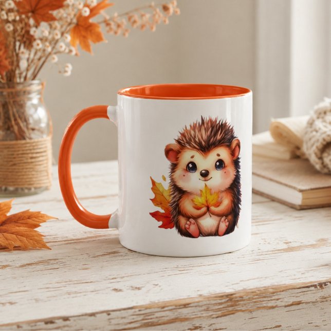Cute hedgehog Autumn fall Leaves Mug (Creator Uploaded)