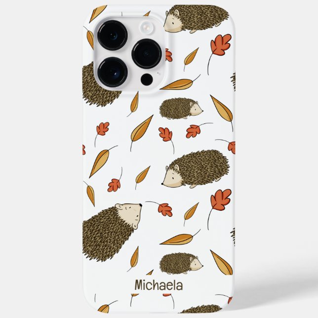 Cute Hedgehog Autumn Leaves Pattern  Case-Mate iPhone Case (Back)