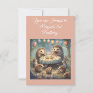 Cute HedgeHog Birthday Invitation personalise