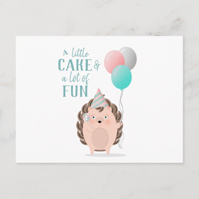 Cute Hedgehog Birthday Invitation Postcard (Front)