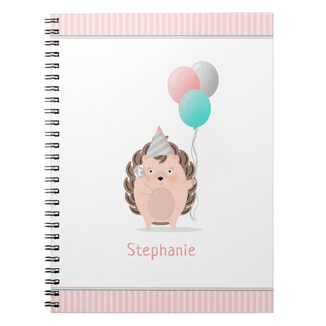 Cute Hedgehog Birthday Notebook (Front)