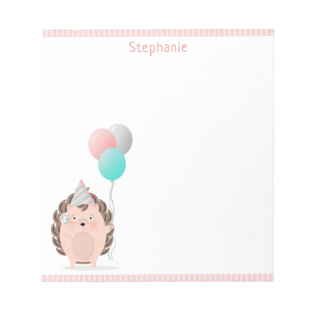Cute Hedgehog Birthday Notepad (Front)
