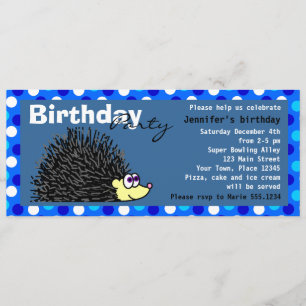 Cute Hedgehog Birthday Party Invite - Blue