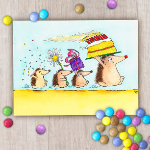 Cute Hedgehog Birthday postcard