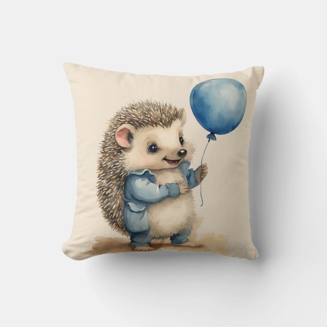 Cute Hedgehog Blue Balloon Boys  Cushion (Front)