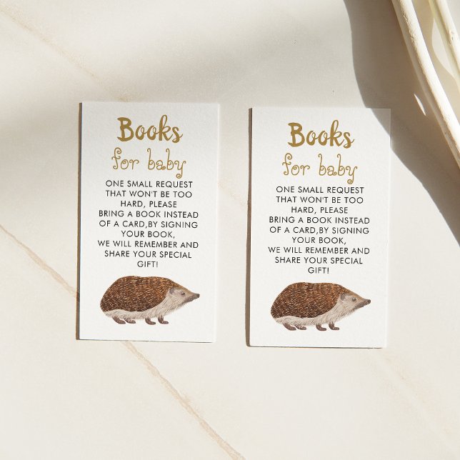 Cute Hedgehog  Book Request Baby Shower Enclosure  Card (Creator Uploaded)