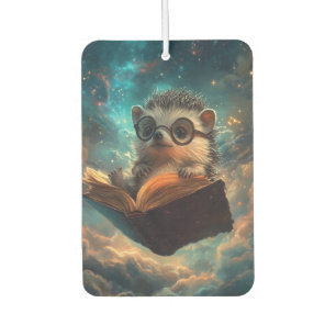 Cute Hedgehog Bookworm in a Galaxy of Stories Car Air Freshener