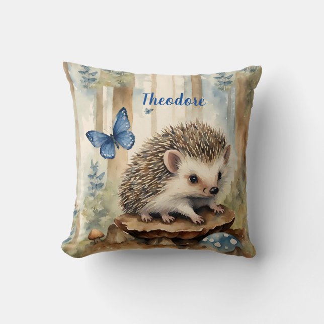 Cute Hedgehog Boys Personalised Cushion (Front)