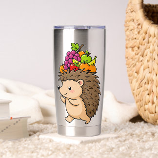 Cute Hedgehog Carrying Fresh Fruit Insulated Tumbler