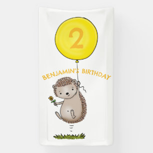 Cute hedgehog cartoon personalised birthday banner