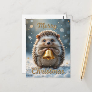 Cute Hedgehog Christmas Cozy Winter Holiday Postcard