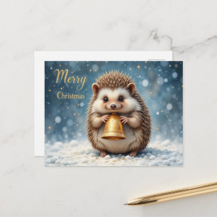 Cute Hedgehog Christmas Cozy Woodland Postcard