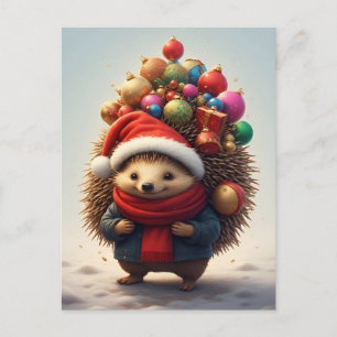 ❄️ Cute Hedgehog Christmas Joy 🎄 Festive Winter Postcard