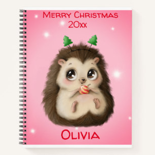Cute Hedgehog Christmas Notebook