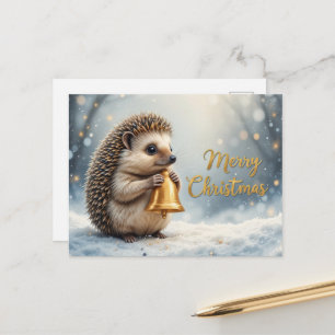 Cute Hedgehog Christmas Soft Winter Holiday Postcard