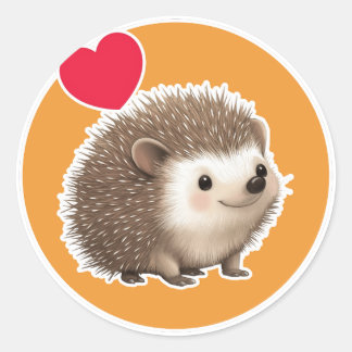 Cute Hedgehog Classic Round Sticker
