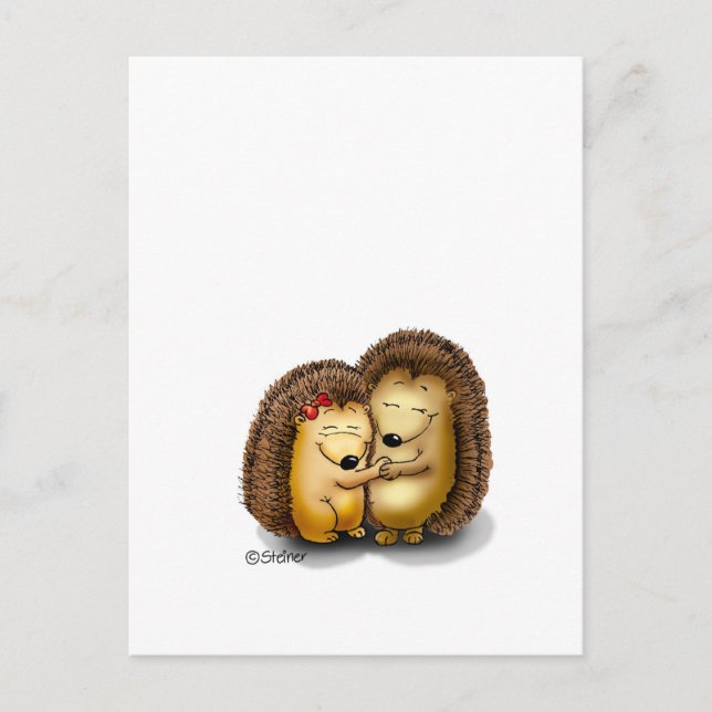 Cute Hedgehog Couple - Mr. and Mrs. Customise Postcard (Front)