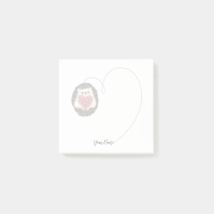 Cute Hedgehog Custom Name Heart Notes