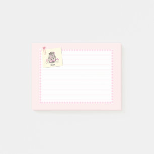 Cute Hedgehog Custom Name Pink Post-it Notes
