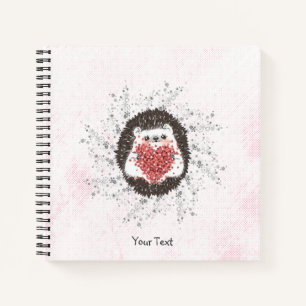 Cute Hedgehog Custom Text Pink Notebook